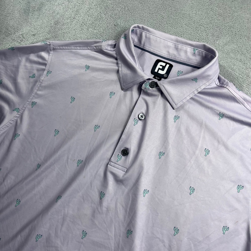 FootJoy Mens XL ProDry Golf Polo Shirt Lavender Cactus Print Eagle Logo